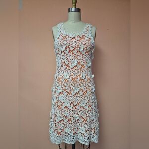 Charlotte Tarantola White Floral Crochet Midi Dress